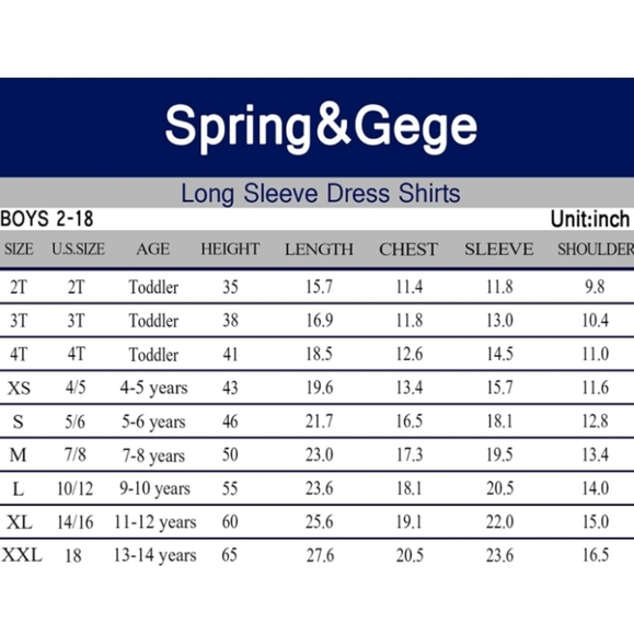 Nwot Spring&Gege Boys' Long Sleeve Dress Shirts Formal Uniform Woven Solid 2T - Picture 3 of 7